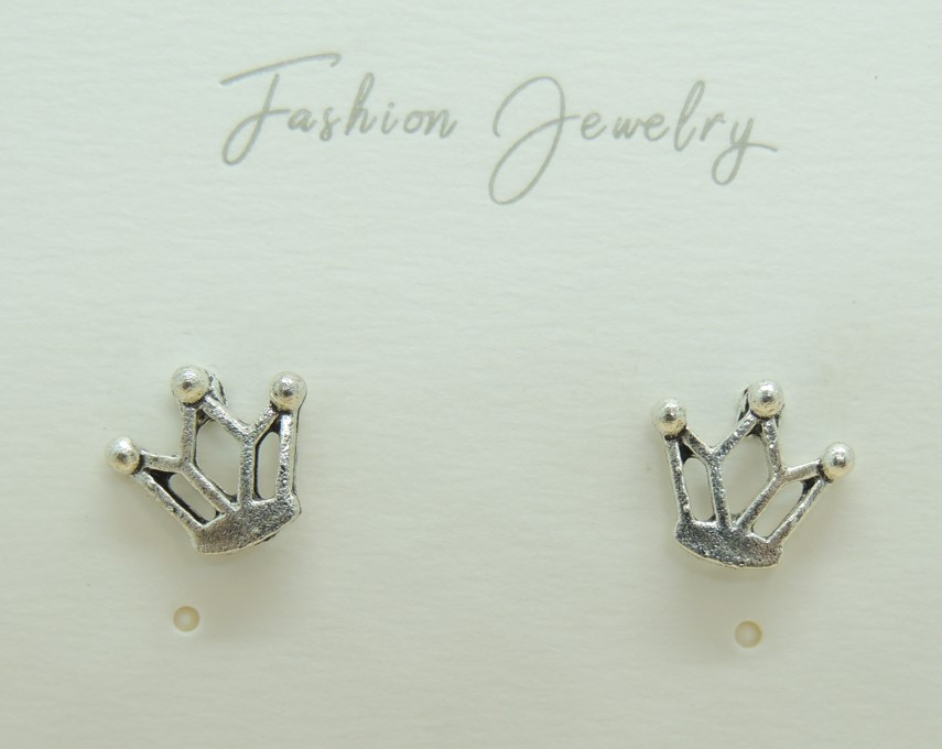 Сережки Liresmina Jewelry сережки гвоздики (пусети) Корона Принцеса 1 см сріблясті
