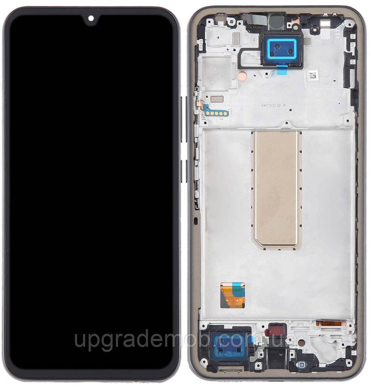 Дисплей модуль тачскрин Samsung A346 Galaxy A34 чорний Amoled оригінал переклеєне скло з рамкою сірого кольору