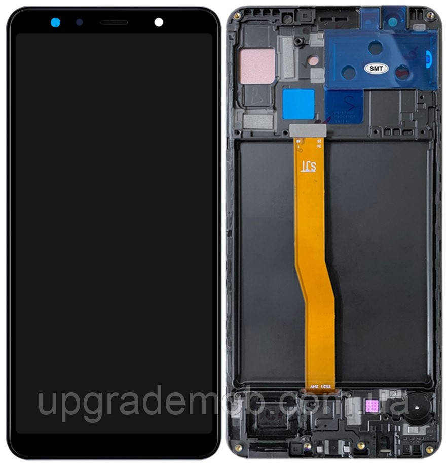 Дисплей-модуль тачскрин Samsung A750 Galaxy A7 2018 чорний OLED з рамкою
