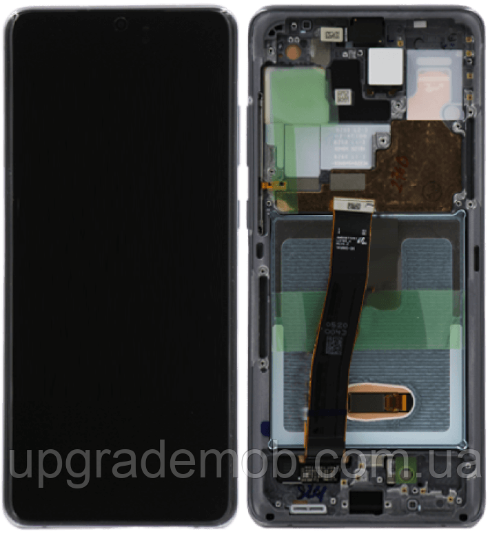 Дисплей модуль тачскрин Samsung G988 Galaxy S20 Ultra чорний OLED з рамкою Cosmic Black
