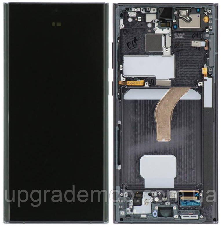 Дисплей модуль тачскрин Samsung S908 Galaxy S22 Ultra 5G чорний OLED (Small LCD) з рамкою Phantom Black