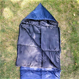 Спальний мішок ЗИМА Синій ковдра з капюшоном 220*100 см