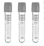 Пробирка вакуумная EximLab® с фторидом натрия и К3 ЭДТА серая крышка 2 мл 13х75 мм