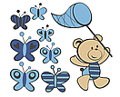 Вінілова інтер'єрна наклейка на стіну в дитячу кімнату Ведмедик і метелики (для дитячого садка, кімнати, школи), фото 5