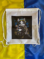Рюкзак-мішок на шнурку багатофункціональний “Бойовий кіт ЗСУ”
