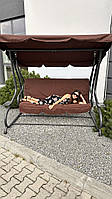 Садовая качеля GARDEN Relax Comfort РАСКЛАДНАЯ усиленная коричневая 3-4-местная диван