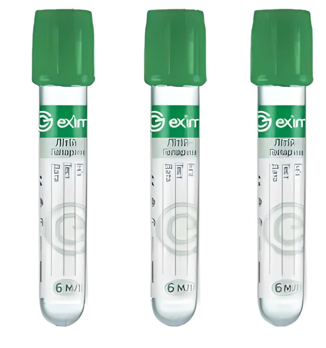 Пробірка вакуумна EximLab® з літій гепарином зелена кришка 6 мл 13х100 мм
