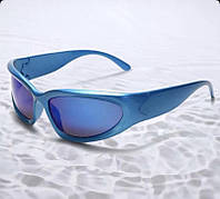 Спортивные очки цвет синие Трендовые женские мужские солнцезащитные стильные  Y2K prada versace yvl