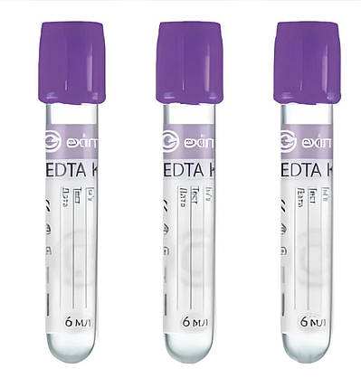 Пробірка вакуумна EximLab® з К3 ЕДТА фіолетова кришка 1 мл 13х75 мм, фото 1