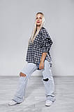 Стильна сіра довга твідова тепла сорочка в клітинку Оверсайз S-XL: must have дівчини зима, весна, осінь, фото 2