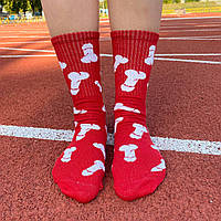 Женские носки длинные красные весна-осень с ярким веселым прикольным принтом 1 пара 36-41 для девушек MS
