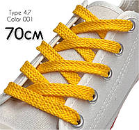 Шнурки для взуття Kiwi (Ківі) плоскі прості 70 см 7 мм колір жовтий (упаковка 36 пар)
