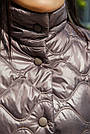 Жилет стьобаний жіночий подовжений на синтепоні з поясом весна осінь чорника, фото 4