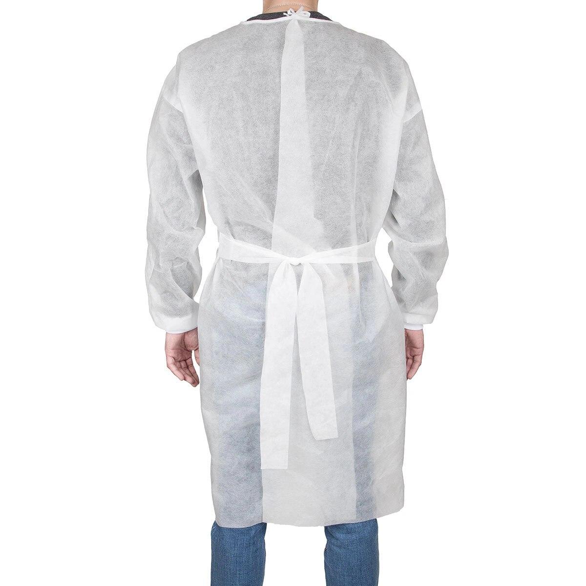 ХАЛАТ ПОЛІПРОПІЛЕНОВИЙ ЩІЛЬНИЙ на зав'язках(білий,PP+microPE,50,3XL)