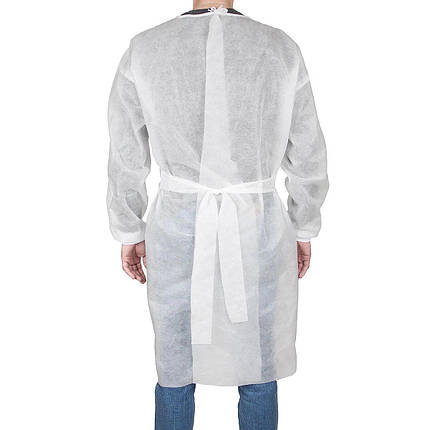 ХАЛАТ ПОЛІПРОПІЛЕНОВИЙ ЩІЛЬНИЙ на зав'язках(білий,PP+microPE,50,3XL), фото 1