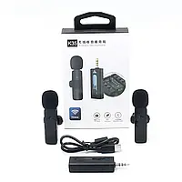Петличний подвійний мікрофон з роз'ємом Jack 3.5 для телефону та камери, всеспрямований бездротовий мікрофон