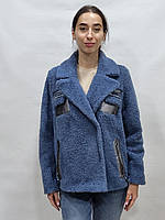 Куртка з натуральної овечої вовни демісезонна на кнопках,довжина 62 см 42р 44р 46р 48р  колір синій