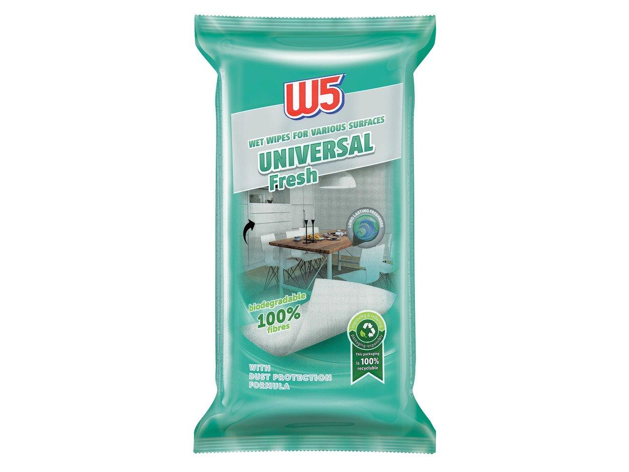 Антибактеріальні вологі серветки прибирання W5 wet wipes universal fresh для дому та вулиці