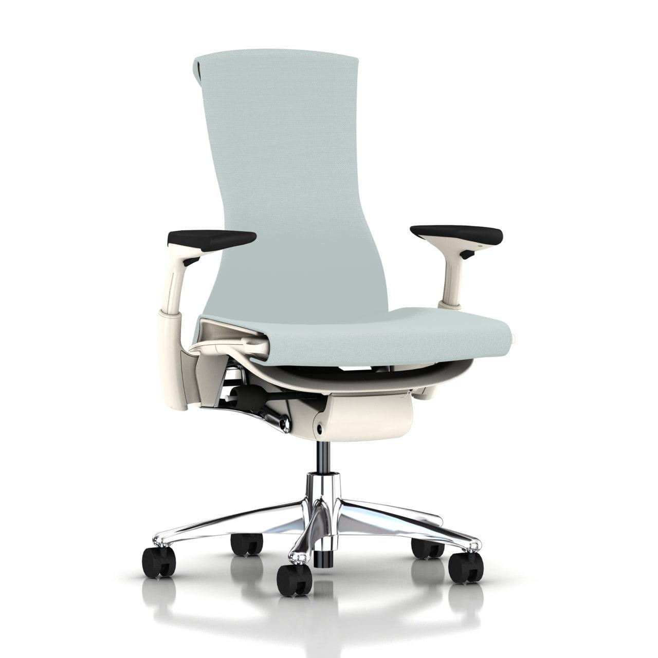Ергономічне офісне крісло повністю регульоване з високою спинкою EmBody Herman Miller Ніжно блакитний