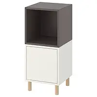 IKEA EKET(193.860.78), комбинация шкафов с ножками, белый темно-серый / дерево