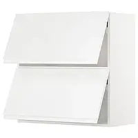 IKEA METOD (893.945.41), горизонтальный шкаф 2 дверцы открытые сенсорные, белый/Воксторп глянцевый/белый