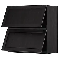IKEA METOD (793.937.97), горизонтальный шкаф 2 дверцы открытые сенсорные, черный / Lerhyttan черная морилка