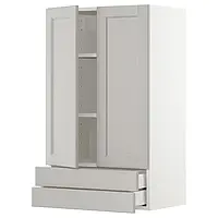 IKEA METOD / MAXIMERA (894.592.26), w w w 2 двери / 2 ящика, белый / лерхиттан светло-серый