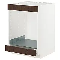 IKEA METOD / MAXIMERA(394.043.21), стол для диска + плита с ящиками, белый / синарп коричневый