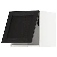 IKEA METOD (993.944.04), горизонтальный шкаф с кнопкой открытия, белый / лерхиттан черная морилка