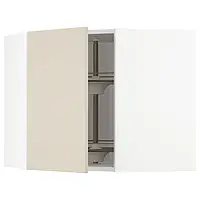 IKEA METOD (094.265.36), угловой навесной шкаф с каруселью, белый / Хавсторп бежевый