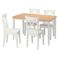 IKEA DANDERYD / INGOLF(693.925.38), стол и 4 стула, белый / шпон белого дуба
