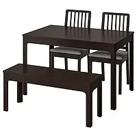 IKEA EKEDALEN / EKEDALEN(792.213.10), стол с 2 стульями и скамейкой, темно-коричневый / светло-серый Оррста