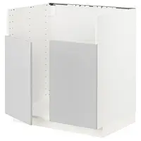 IKEA METOD(394.659.32), БРЕДШЁН шкафчик под мойку двойной, белый / серый Веддинге
