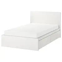IKEA MALM(990.477.44), Каркас кровати с 2 ящиками для хранения, белый / люрой