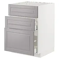 IKEA METOD / MAXIMERA(094.775.97), стоячий шкаф / вытяжка с ящиками, белый / Бодбин серый
