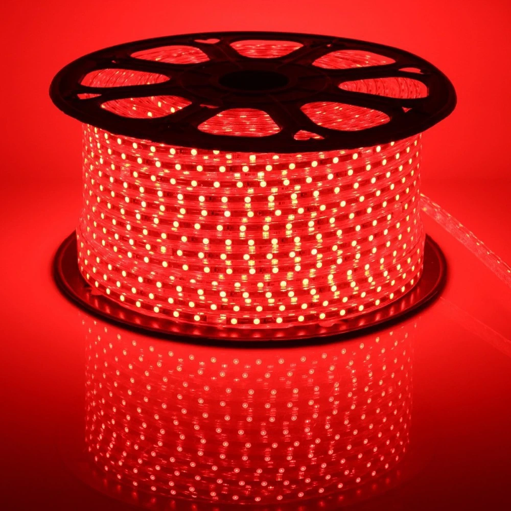 Світлодіодна стрічка 220V, 2835, 48 led/m, 5W, IP67, 350Lm, червона, фото 1