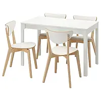 IKEA EKEDALEN / NORDMYRA(094.829.71), стол и 4 стула, белая / белая береза