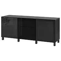 IKEA BESTÅ(994.126.72), комбинация с выдвижными ящиками, черно-коричневый / Selsviken / Stubbarp глянцевый /