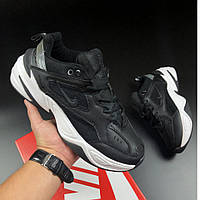 Мужские кроссовки Nike М2K Tekno кожаные повседневные для бега черные белые серые
