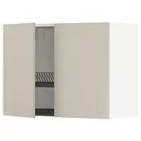 IKEA METOD(794.603.72), навесной шкаф с сушкой / 2 дверцы, белый / Хавсторп бежевый