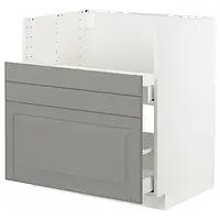 IKEA METOD(092.982.42), шкаф для раковины BREDSJÖN / 2fr / 2che, белый / Бодбин серый