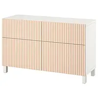 IKEA BESTÅ(694.402.33), комбинация полок с дверцами/ящиками, белый / Björköviken / шпон березы Stubbarp