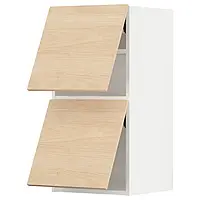 IKEA METOD(493.945.81), горизонтальный шкаф 2 дверцы открытые сенсорные, белый/светлый ясень Аскерсунд узор