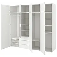 IKEA PLATSA(394.248.71), шкаф 8 дверей + 3 ящика, белый STRAUMEN зеркало стекло/САННИДАЛЬ белый