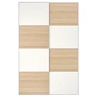 IKEA MEHAMN(094.397.70), Раздвижные двери, 2 стороны/белый мореный дуб, прозрачное стекло, белый