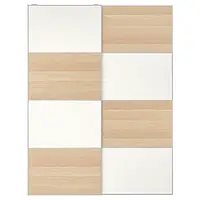 IKEA MEHAMN(794.397.62), Раздвижные двери, 2 стороны/белый мореный дуб, прозрачное стекло, белый
