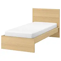 IKEA MALM(894.950.12), каркас кровати, высокий, дубовый шпон, беленый/Линдбоден