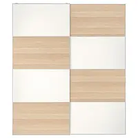 IKEA MEHAMN(894.397.85), Раздвижные двери, 2 стороны/белый мореный дуб, прозрачное стекло, белый