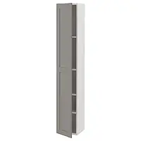 IKEA ENHET(393.224.91), высокий шкаф 4 полки/дверь, белая/серая рамка
