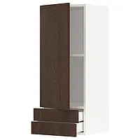 IKEA METOD / MAXIMERA(194.683.33), навесной шкаф, дверь/2 ящика, белый/синарп коричневый